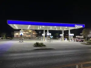 Commercial gas station painting services for Chevron Canopy Deck Painting High Gloss Urethane in Fairfield, CA